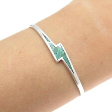 TOMMY LONG NAVAJO 925 Sterling Silver Vintage Turquoise Inlay Cuff Bracelet 6