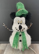 Mickey Mouse Snowman Lighted Sculpture Fabric Wire Vintage Disney 19” Very Rare picture