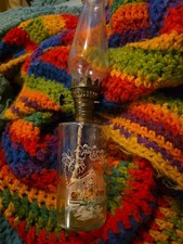 Vtg 60's Forbes Foster Nativity Scene Oil Lamp Hurricane Glass W/ Chimney & Wick picture