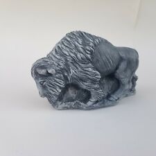 Vtg Bison Figurine Sculptures Hand Crafted Genuine Volcanic Ash picture