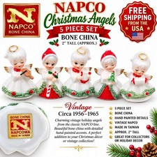 Vintage NAPCO 1957 Christmas Angels 5 Pc Bone China Figurines 2