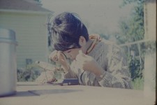 c1960's Ektachrome 35mm Slide, Asian Woman Applying Makeup Mirror House picture