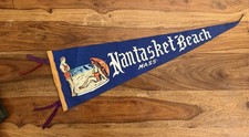 Vintage Nantasket Beach Mass Felt Pennant Bathing Beauties Umbrella Hull MA picture