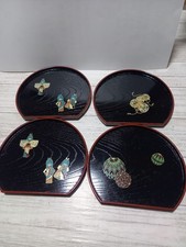 Unused Japanese-Style Half-Moon Fan-Shaped Confectionery Trays Set of 4 picture