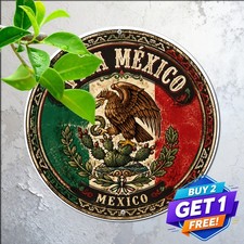 Retro Mexican Flag National Emblem Round Sign Mexico Country Pride Wall Plaque picture