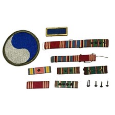 Vintage WW2 US 29th Infantry Division Patch Ribbon Bars Lot Omaha Beach PUC picture