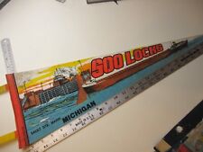 Vintage 80's Soo Locks Sault St. Marie Michigan Freighter  Pennant  BIS picture