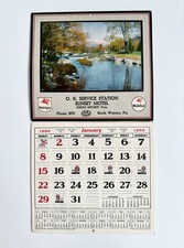 Vintage 1956 Mobil Gas/ Oil Calendar, OK Service Station North Warren, PA picture