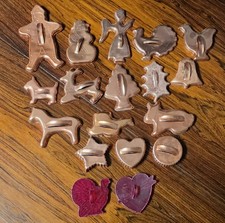 VTG Mid Century Cookie Cutters Lot of 18 Copper Aluminum & HRM Plastic  picture