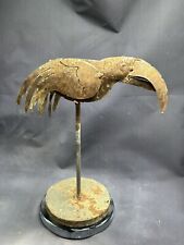 Vintage Old Rusted Parrot Toucan Bird MCM On Perch Figurine Candle Holder picture