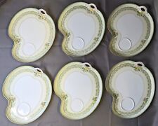 Set Of 6 Vintage NORITAKE China Hand Painted Floral Green Gold Gilt Snack Plates picture