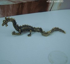 Vintage Solid Brass Chinese Flying Dragon Figurine Statue Home Decor picture