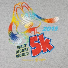 Disney 5K Run Shirt Mens XL Gray Cotton Hanes Heavyweight WDW Goofy 2015 Series picture