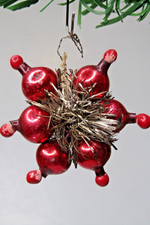VTG Antique Glass Crinkle Wire Tinsel ATOMIC STAR Christmas Ornament Germany picture