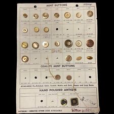 Vintage Metal Button Salesman Sample Display Card BUTTON GUILD Gemlite & Mint #2 picture