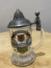 Vintage Böckling Glass Beer Stein Pewter Lid Düsseldorf Germany Souvenir Mini picture