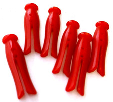 Vintage Christmas Red Bakelite Realistic Clothespin Buttons picture