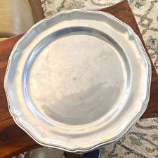 4 - each  Wilton Pewter Round Scalloped Edge Charger Queen Anne  EP Marked 577P picture