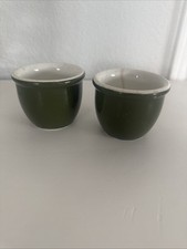 Pair (2) Vintage Green HALL Pottery Custard Dessert Cup Ramekin #350 Made in USA picture