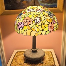 Vintage Loevsky and Loevsky Table Lamp Base with Dale Tiffany Hummingbird Shade. picture
