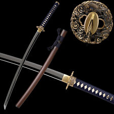 Japanese Full Tang Samurai Katana Sword Sharp Clay Tempered L6Steel Suguha Hamon picture