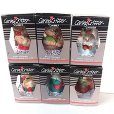 Vintage JASCO Lil’ Chimers Set of 6 Critter Bell Ornaments Bisque Taiwan w/Boxes picture