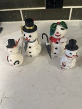 Vtg Spun Cotton Snowmen Snowman Christmas Japan Set of 4 picture