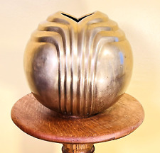 Art Deco Brass Vase Antique Sphere Ball Vintage 1970s 1920's Boho Korea Heavy picture