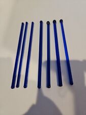 Set of 7 Vintage Cobalt Blue Glass Swizzle Sticks Cocktail Stirrers MCM Barware  picture