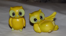 Vintage Owl Miniature Set Yellow Retro Mid Century Mini Figurine Kitschy 2