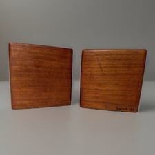 Rare Arthur Espenet Carpenter Wooden Block Book Ends Signed  MCM Joel Spokane picture