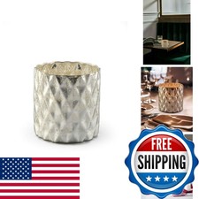 Serene Spaces Living Silver Diamond Mercury Glass Cylinder Vase 5