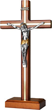 Standing Crucifix with Detachable Stand Catholic Wooden Jesus Christ Gold NEW  picture