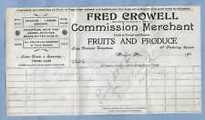 VINTAGE ADVERTISING LETTERHEAD FRED CROWELL PRODUCE BANGOR, MAINE OCT 1902 CLEAN picture