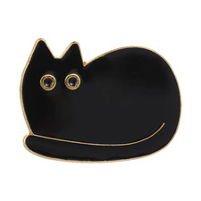 Cartoon Cute Black Cat Enamel Pin Minimalist Playful Four Cat Different Sitting picture