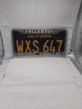 California license Plate 1963 WXS647 CA FULLERTON RENICK CADILLAC Frame Decor picture