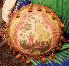ZARAFA THE GIRAFFE antique french egyptian victorian chair bed vtg throw pillow picture