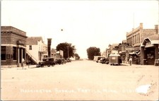 Fertile Minnesota Washington Ave 1st State Bank Gas Station RPPC Postcard  16395 picture