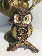 Rucinni large Swarovski crystal jeweled enamel owl trinket box picture