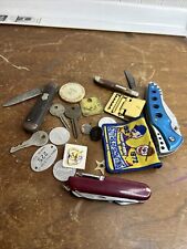 Antique Vintage Random Junk Drawer Lot Knives Buckles, Keys, Coin Trinkets Other picture