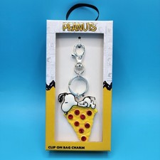 Peanuts Snoopy Pizza Pepperoni Metal Keychain Charm NEW picture