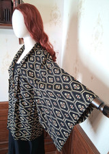 Vtg 1960s-80s Japanese Black Tortoiseshell Boho Festival Haori Jacket Kimono  picture