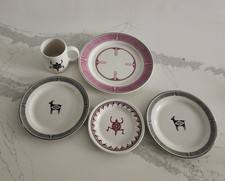 Pipestone Ancient Mimbreno Indian Santa Fe Dining Car China Plates Cup 5 Pieces picture