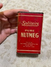 VTG solitaire nutmeg paper label spice tin picture