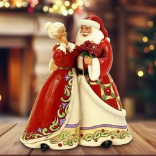 ❦ New JIM SHORE Christmas Figurine MR & MRS CLAUS Poinsettia Santa Holiday Dance picture