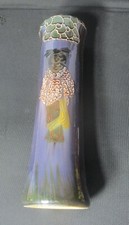 Antique WELLER Birdmal Purple Vase by Frederick Rhead with Asian Lady  c. 1900* picture