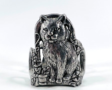 Vintage Carson 1997 Pewter Cast Metal Candle Holder With Cats picture