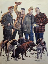 The Coon Hunters Magazine Illustration 1959 Peter Stevens Artist Hounds Cap Lamp picture