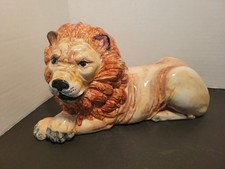Large Mid-Century Italian Majolica Ceramic Lion Figure, Marked N. 105/5 picture