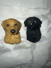 Vintage 3D Fridge Magnets Dogs Lot of 2 Black Lab and Golden Retriever  picture